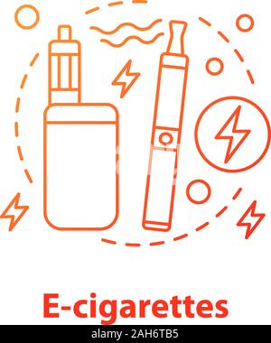 E-Zigaretten Konzept Symbol. Vape pen und Box mod. Alternative rauchen Idee dünne Linie Abbildung. Elektronische Zigaretten. Vektor isoliert Umrisse drawi Stock Vektor