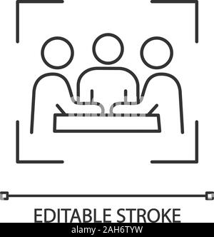 Partner, Investoren, Unternehmer lineare Symbol. Firma Meeting, Konferenz. Dünne Linie Abbildung. Freunde, Kollegen, Mitarbeiter. Der Verwaltungsrat. Stock Vektor