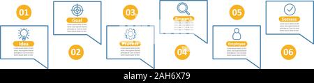 Business Development vektor Infografik Vorlage. Ziel zu erreichen. Idee, Realisierung. Business Presentation. Daten Visualisierung mit sechs Schritte, Optionen. Stock Vektor