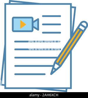 Film scripts Farbe Symbol. Drehbuch schreiben. Szenario. Film Making. Isolierte Vector Illustration Stock Vektor