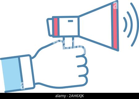 Marketing Farbe Symbol. Ankündigung. Kunden Attraktion. Werbekampagne. Hand Megaphon. Megaphon. Isolierte Vector Illustration Stock Vektor