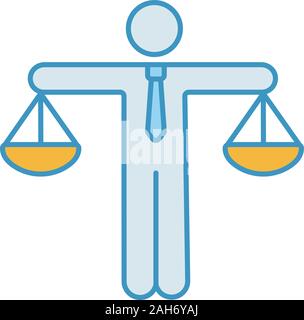 Business Ethik Farbe Symbol. Ehrlichkeit. Die Moral. Gesetz und Verordnung. Moralische Standards. Waage der Gerechtigkeit. Isolierte Vector Illustration Stock Vektor