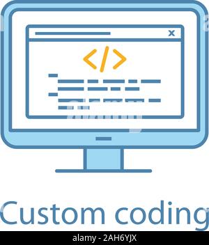 Benutzerdefinierte Codierung Farbe Symbol. Programmierung. Website Entwicklung. Website Optimierung. Punkt-zu-Punkt- Integration. Isolierte Vector Illustration Stock Vektor