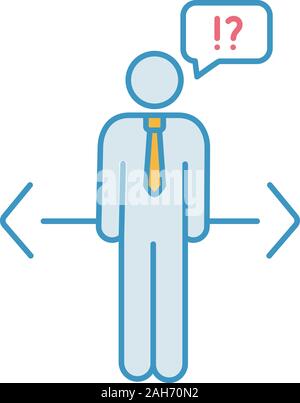 Die Wahl Farbe Symbol. Entscheidung Management. Ethisches Dilemma. Job Opportunities. Verwirrt Geschäftsmann. Ethische Entscheidung. Isolierte Vektor illustratio Stock Vektor