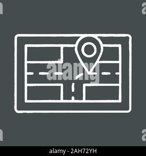 Auto GPS-Navigator chalk Symbol. Hohe - kostbare autonome Navigation im Auto. Route Suche Gerät. Abrufen von Wegbeschreibungen. Digital Mapping. Isolierte Vektor ch Stock Vektor