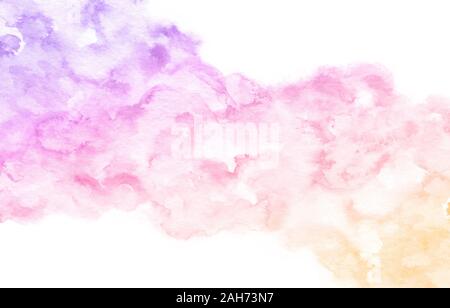 Aquarell abstrakt hintergrund blau, lila, rosa und gelben Farben. Abstrakte pastell Farbverlauf Abbildung. Stockfoto
