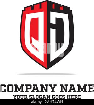 Q J erste Logo Designs, Shield Logo Vorlage, Schreiben logo Inspirationen Stock Vektor