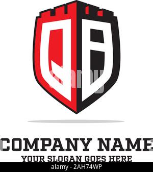 Q B erste Logo Designs, Shield Logo Vorlage, Schreiben logo Inspirationen Stock Vektor