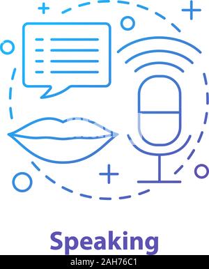 Sprechen Konzept Symbol. Rundfunk Idee dünne Linie Abbildung. Reden. Vektor isoliert Maßbild Stock Vektor