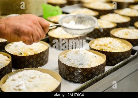 Und backen Panettone in Italien Stockfoto