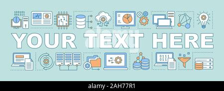 Computer Wissenschaft Wort Konzepte Banner. Datenbank. Analyse der Daten. Computer Engineering. Maschinelles Lernen. Große Daten. Präsentation. Isolierte Schriftzug typ Stock Vektor