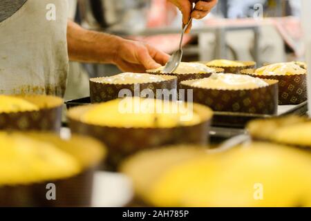 Und backen Panettone in Italien Stockfoto