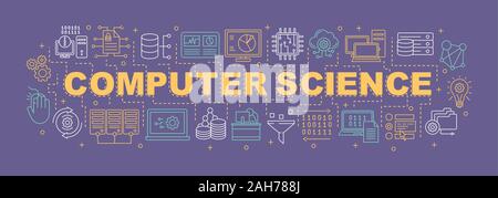 Computer Wissenschaft Wort Konzepte Banner. Datenbank. Analyse der Daten. Computer Engineering. Maschinelles Lernen. Große Daten. Präsentation. Isolierte Schriftzug typ Stock Vektor