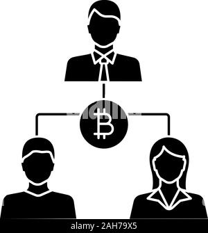 Bitcoin Transaktionen glyph Icon. Banking. Cryptocurrency finanziellen Operationen. Investoren. Erstattung. Die finanzielle Zusammenarbeit. Joint Stock Company. Negative Stock Vektor