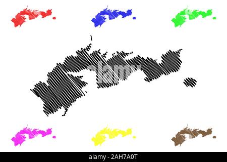 Eastern District, American Samoa (ohne eigene Rechtspersönlichkeit und unorganisiert USA, Vereinigte Staaten von Amerika) Karte Vektor-illustration, kritzeln Skizze Wir Stock Vektor