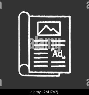 Artikel chalk Symbol. Drucken Werbung. Zeitung, Zeitschrift Spalte. Artikel Marketing. Print Media. Isolierte vektor Tafel Abbildung Stock Vektor