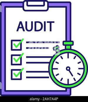 Operative audit Farbe Symbol. Finanzielle Kontrolle Checkliste. Die interne Revision. Steigerung der Effizienz und Effektivität. Rechnungswesen und Buchhaltung. Iso Stock Vektor