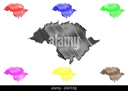 Western District, American Samoa (ohne eigene Rechtspersönlichkeit und unorganisiert USA, Vereinigte Staaten von Amerika) Karte Vektor-illustration, kritzeln Skizze Wir Stock Vektor