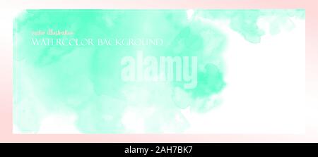 Hellgrün Aquarell Banner mit Freiraum für Ihre Grafiken, Untertitel. Leamon Farben von den Strahlen der hellen Sonne beleuchtet. Vektor. Stock Vektor