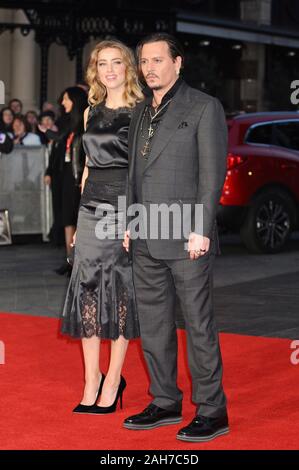 Bernstein gehört, Johnny Depp, "Schwarze Messe" - Virgin Atlantic Gala, BFI London Film Festival, Odeon Leicester Square, London. Großbritannien Stockfoto