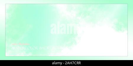Hellgrün Aquarell Banner mit Freiraum für Ihre Grafiken, Untertitel. Leamon Farben von den Strahlen der hellen Sonne beleuchtet. Vektor. Stock Vektor
