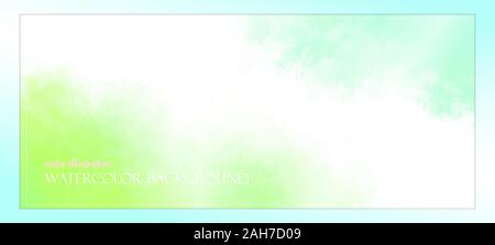 Hellgrün Aquarell Banner mit Freiraum für Ihre Grafiken, Untertitel. Leamon Farben von den Strahlen der hellen Sonne beleuchtet. Vektor. Stock Vektor