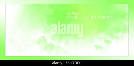 Hellgrün Aquarell Banner mit Freiraum für Ihre Grafiken, Untertitel. Leamon Farben von den Strahlen der hellen Sonne beleuchtet. Vektor. Stock Vektor