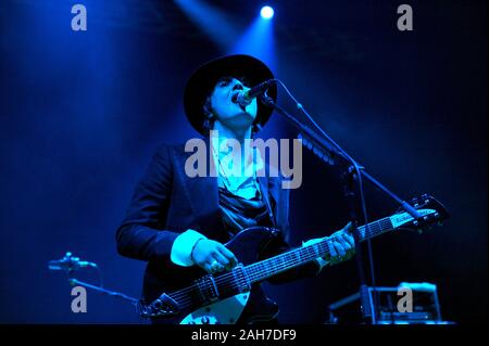 Italien Mailand, 14. Juni 2009,Musikfestival'Rock in Idro'at the Idroscalo:der Sänger und Gitarrist der Gruppe Babyshambles, Pete Doherty. Stockfoto