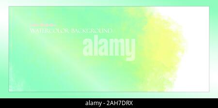 Hellgrün Aquarell Banner mit Freiraum für Ihre Grafiken, Untertitel. Leamon Farben von den Strahlen der hellen Sonne beleuchtet. Vektor. Stock Vektor