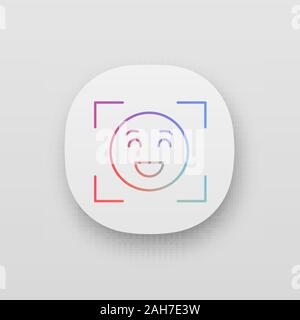 Gesichtserkennung App Symbol. Gesicht scannen. UI/UX-Benutzeroberfläche. Emotion Detection app. Face ID. Smiley im Fokus. Web oder mobile Anwendung. Vektor Isola Stock Vektor