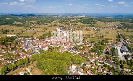 Luftaufnahme von Martel Dorf, Lot, Frankreich Stockfoto