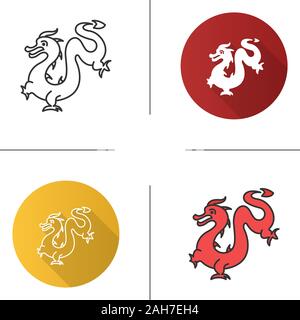 Das chinesische Neujahr Symbol. Chinesischer Drache. Flache Bauweise, lineare und Farbe Stile. Isolierte Vektorgrafiken Stock Vektor