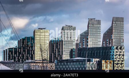 Obere Riverside Entwicklung Greenwich Peninsula London - Obere Riverside ist das Wohngebiet. Entwickler Ritter Drachen, Architekt SOM. Stockfoto