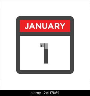 Januar 1 Symbol Kalender w Tag des Monats Stock Vektor