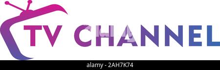 Live Streaming, Online-TV, Web-TV, Einfach und Sauber Logo Konzept, Abstrakte, Lila, Rosa, Blau, Gradation Farbe, Kombination Logo, TV-Kanal Stock Vektor
