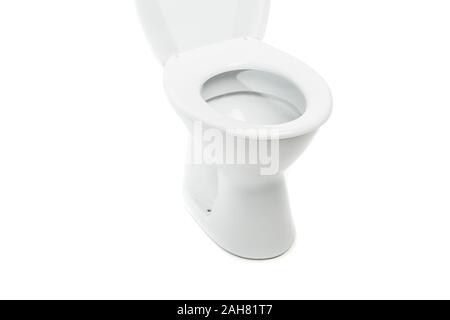 Keramik reinigen wc Schüssel isoliert auf weißem Stockfoto