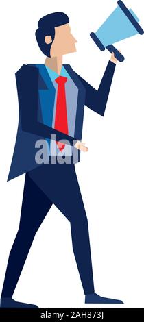 Elegante Geschäftsmann Arbeiter mit Megafon Stock Vektor