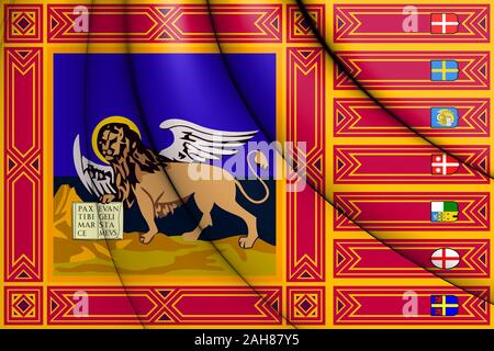 3D-Markierung des Veneto, Italien. 3D-Darstellung. Stockfoto