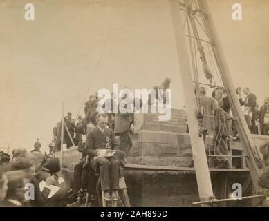 Antike 1891 Foto", Festlegung der Eckpfeiler der Freimaurer in Utica, New York." Quelle: original Foto Stockfoto