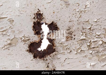 Die korrodierte Metall Wände der Gebäude an den verlassenen Humberstone Salpeter Fabrik in der Atacama-wüste, Chile Stockfoto