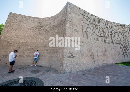 Denkmal für die Entdeckung Amerikas von Joaquin Vaquero Turcios in Jardines del Descubrimiento Park an der Plaza de Colón, Madrid, Spanien Stockfoto