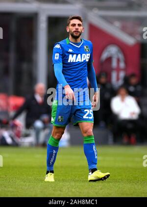 Mailand, ITALIEN - 15. Dezember 2019: Domenico Berardi blickt auf die Serie A 2019/2020 MAILAND gegen SASSUOLO im San Siro Stadium. Stockfoto
