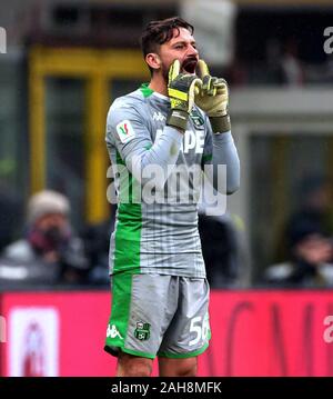 Mailand, ITALIEN - 15. Dezember 2019: Gianluca Pegolo reagiert während der Serie A 2019/2020 MAILAND gegen SASSUOLO im San Siro Stadium. Stockfoto