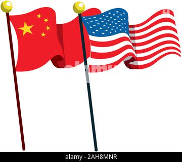 Flaggen China und die Vereinigten Staaten von Amerika Stock Vektor