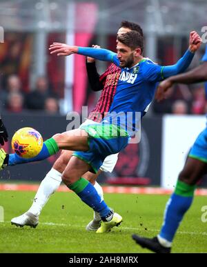 Mailand, ITALIEN - 15. Dezember 2019: Domenico Berarrdi im Einsatz während der Serie A 2019/2020 MAILAND gegen SASSUOLO im San Siro Stadium. Stockfoto
