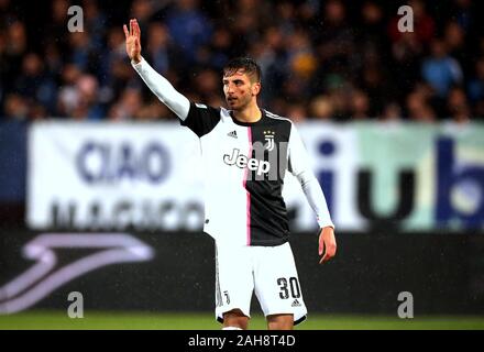 Bergamo, ITALIEN - 23. November 2019: Rodrigo Bentancur Gesten während der Serie A 2019/2020 ATALANTA gegen JUVENTUS im Atleti Azzurri d'Italia Stadion. Stockfoto