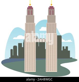 Petronas Towers Architektur isoliert Symbol Stock Vektor