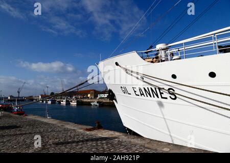 Ehemaliges Krankenhaus Schiff Gil Eannes in Marina Atlantica, Viana do Castelo, Provinz Minho, Nordportugal Stockfoto