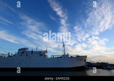 Ehemaliges Krankenhaus Schiff Gil Eannes in Marina Atlantica, Viana do Castelo, Provinz Minho, Nordportugal Stockfoto