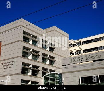 UCSF am Mount Zion Medical Center und Helen Diller Comprehensive Cancer Center auf der Divisadero Street in San Francisco, Kalifornien Stockfoto